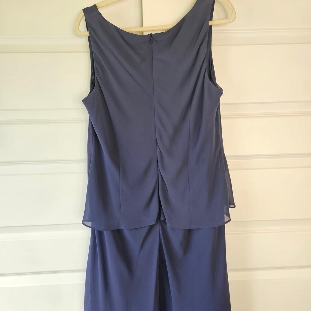 Alex Evenings Navy Tiered Chiffon Beaded Midi Dress Size 14 No Jacket - Picture 7 of 7